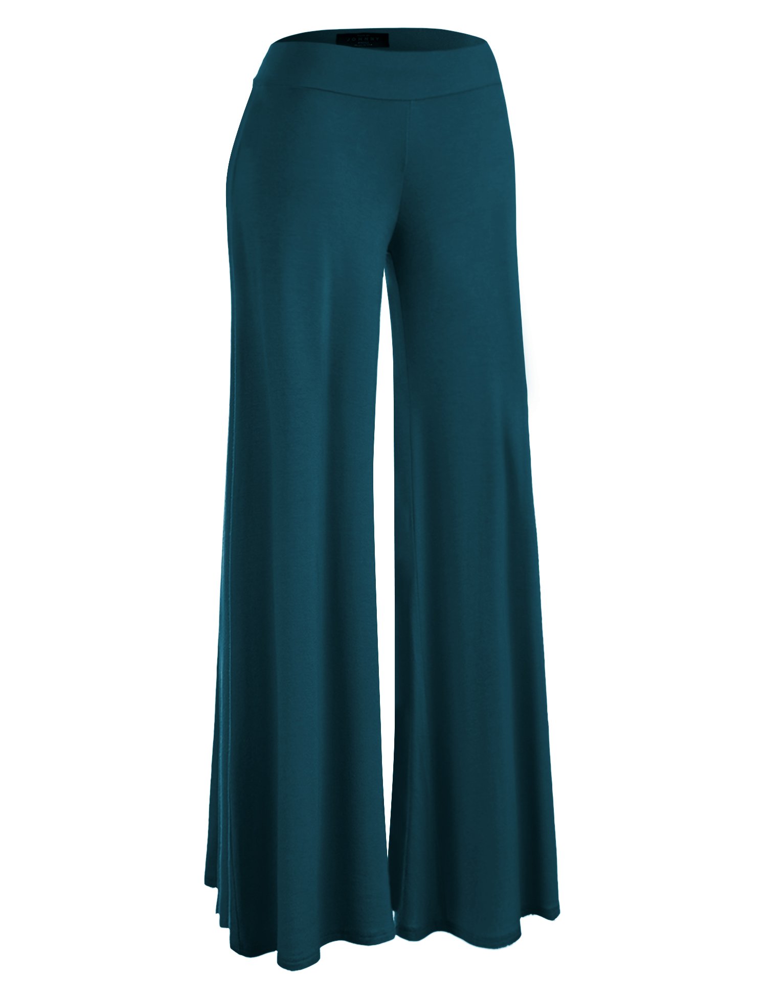 Made By Johnny Women's Solid Color Casual Stretchy Wide Leg Palazzo Lounge Pants - Soft Comfortable Elastic Waist Pajama Bottoms for Yoga, Home, Travel & Relaxation