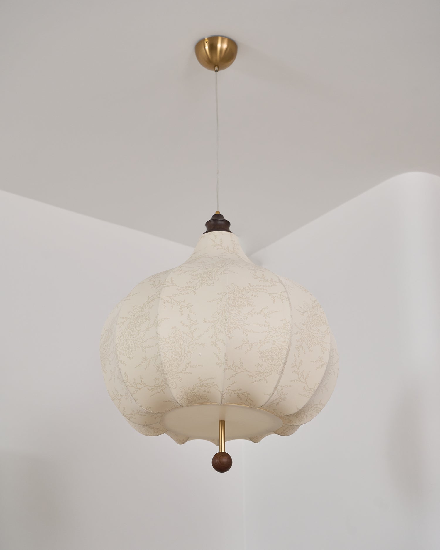 Handmade Chestnut Fabric Pendant Light - Modern Boho Hanging Lamp for Living Room, Bedroom, or Dining Room Decor