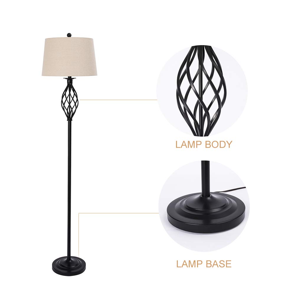 Maxax 3-Piece Farmhouse Lamp Set - Black Table & Floor Lamps with Oatmeal Fabric Shades, 3-Way Dimmable Lighting for Living Room, Bedroom & Dining Room | ETL Certified | Perfect for Cozy Evenings & Home Decor