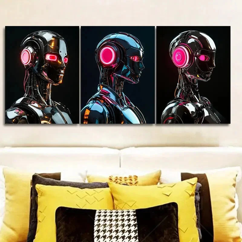 3-Piece Astronauts on the Moon Wall Art Set - Framed Canvas Prints 40x60cm - High Quality Australian Made Space-Themed Decor - Perfect for Living Room, Bedroom or Office Decoration