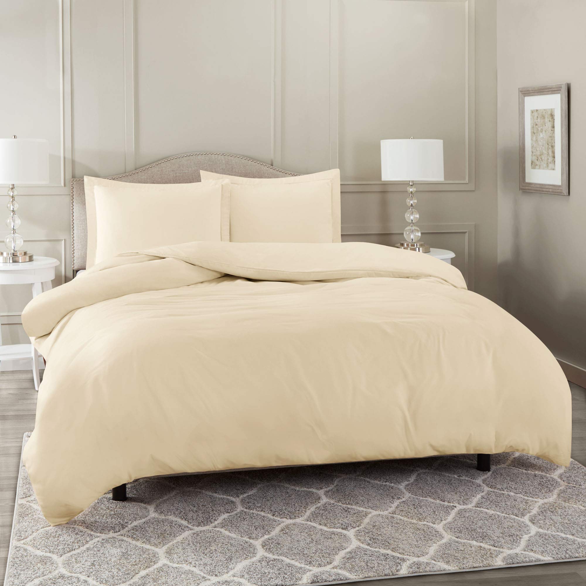 Premium 3-Piece 100% Egyptian Cotton Duvet Cover Set - 600 Thread Count, Zipper Closure & Corner Ties - Luxurious King/Cal-King Size Bedding in Ivory - Perfect for Master Bedrooms, Guest Rooms & Luxury Hotels