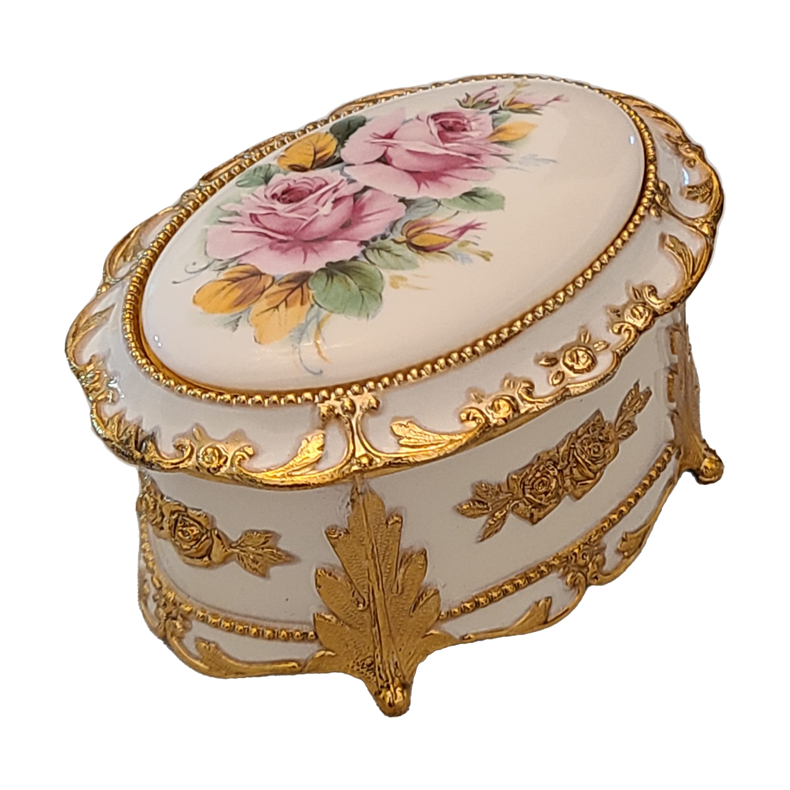 Elegant Floral Music Jewelry Box with Oval Design - Plays 'Candle in the Wind' | Perfect for Gift Giving, Home Decor & Jewelry Storage
