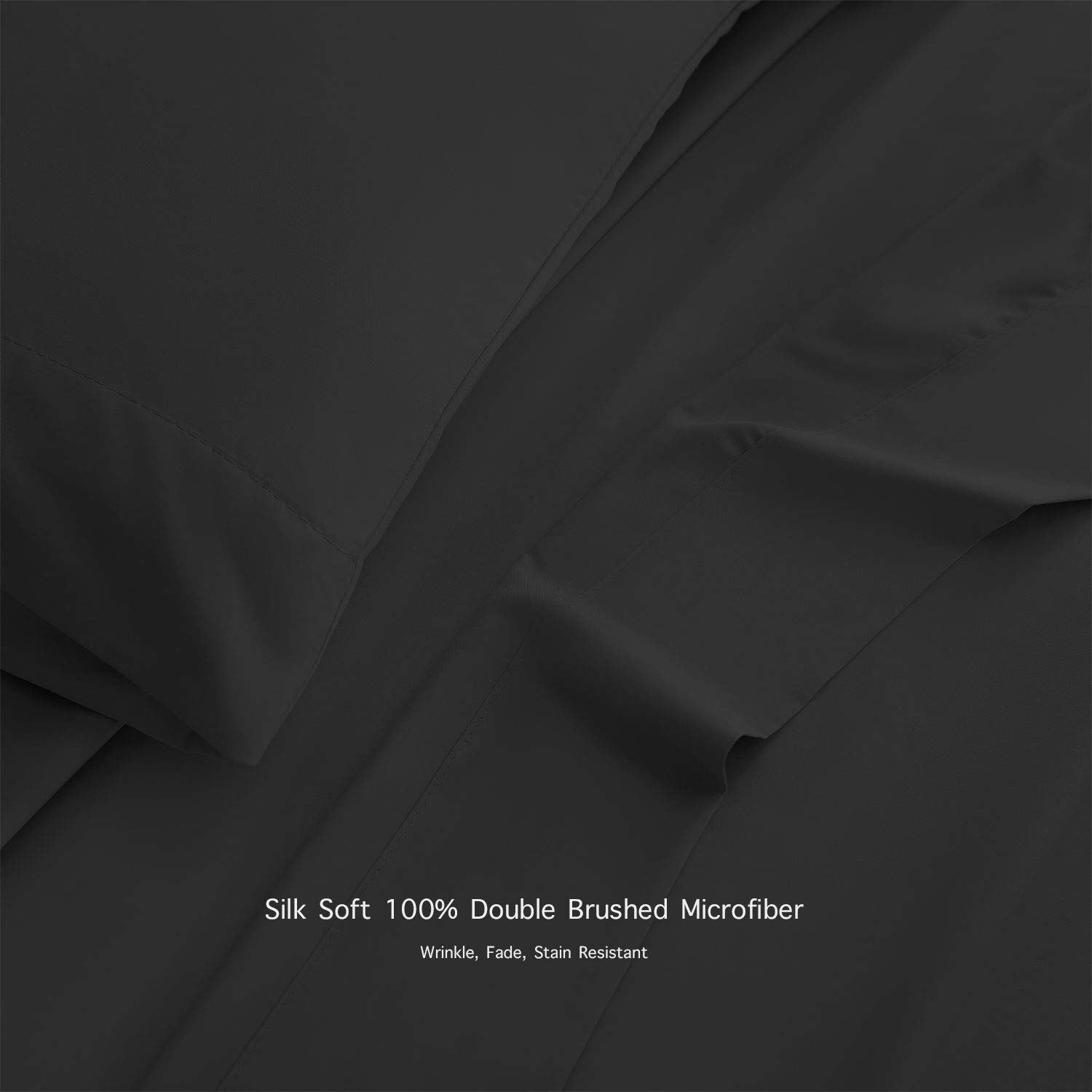 Premium 6-Piece King Size Sheet Set - 100% Oeko-Tex Certified 2000 Series Luxury Soft Bed Sheets in Black | Perfect for Master Bedrooms, Guest Rooms & Hotel Style Comfort