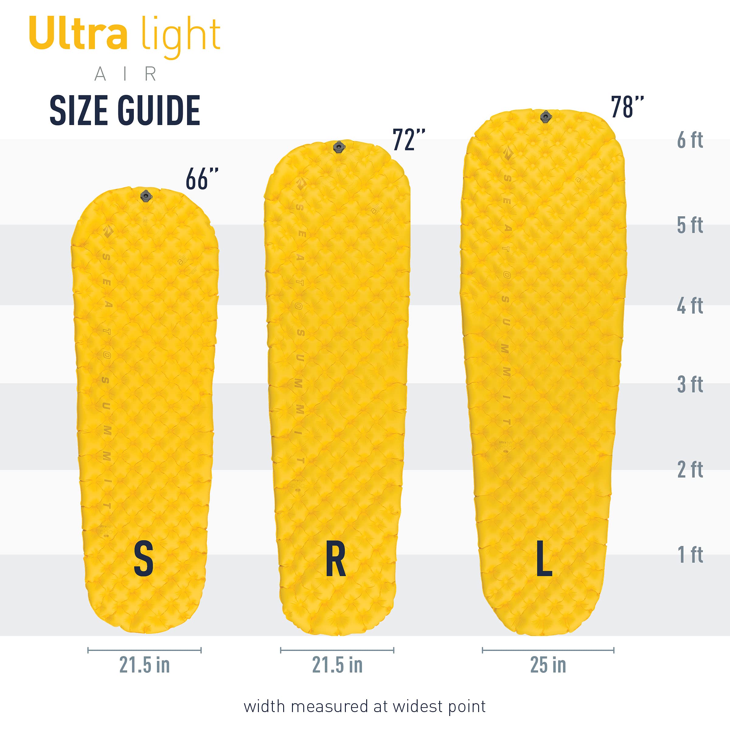 Sea to Summit Ultralight Inflatable Sleeping Pad for Backpacking & Camping - Large Size (78