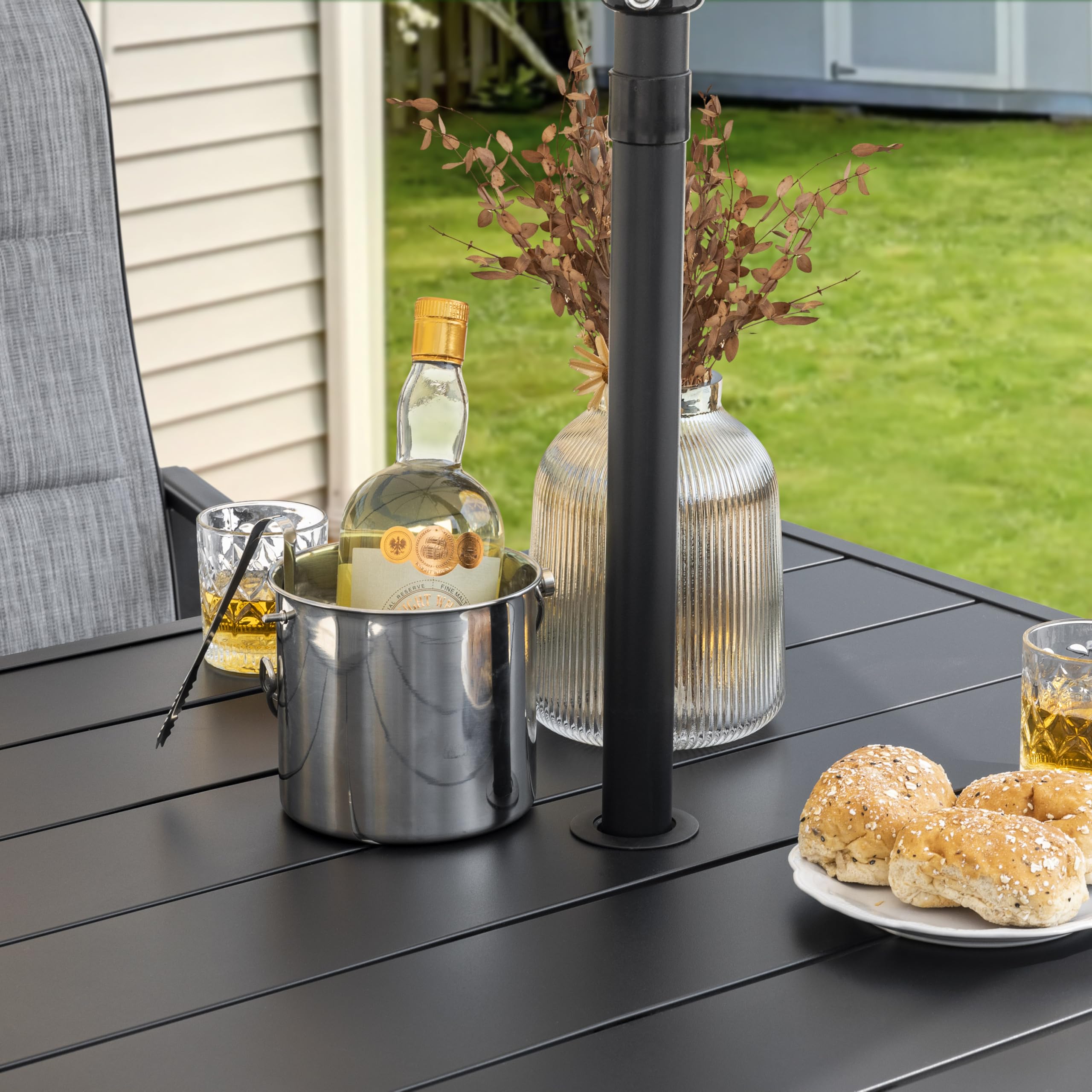 NUU GARDEN 5-Piece Outdoor Dining Set - 4 All-Weather Textilene Padded Patio Chairs & 37