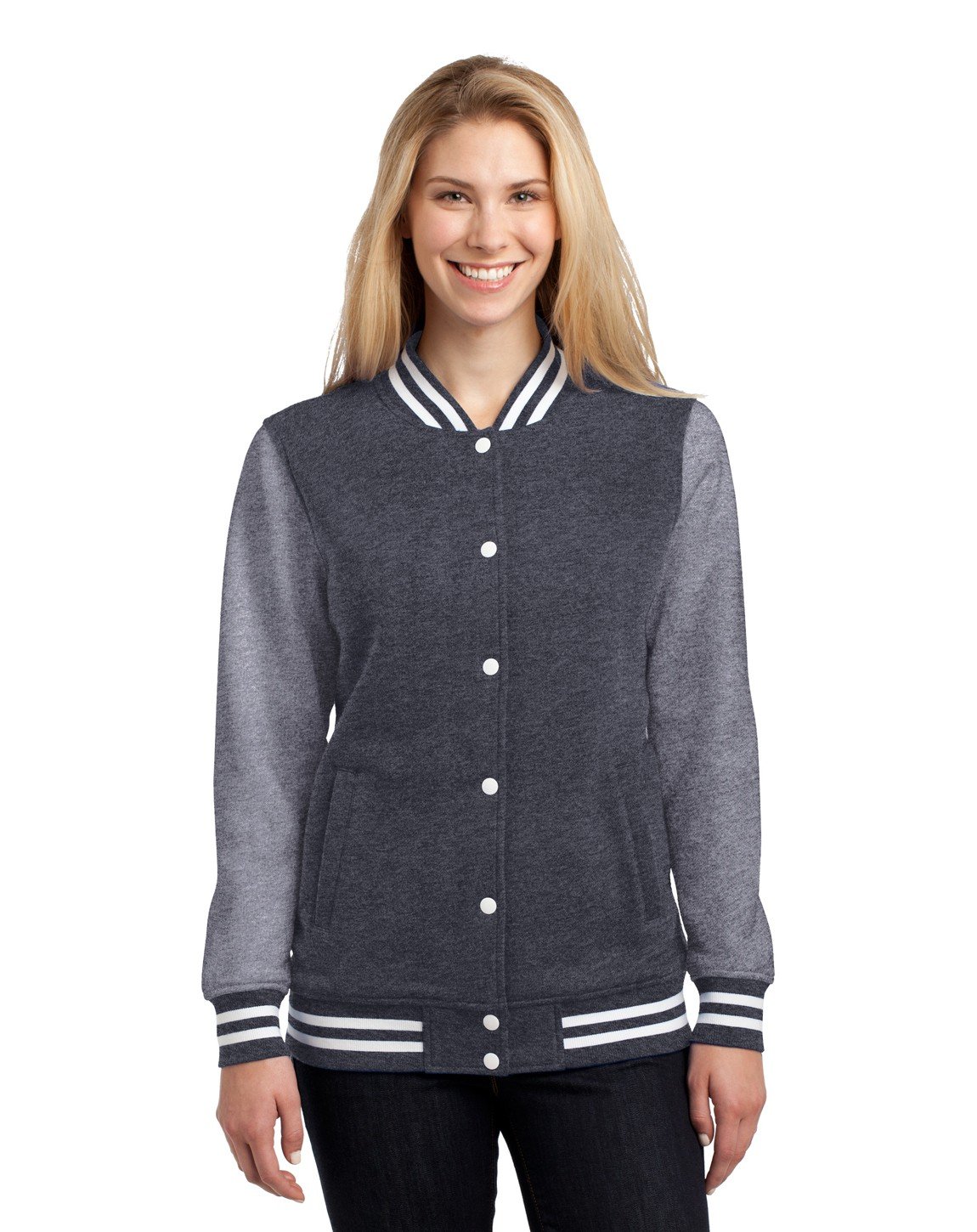 Sport Tek Women's Fleece Letterman Jacket - Soft & Comfortable Varsity Style Pullover for Casual Wear, Workout & Outdoor Activities