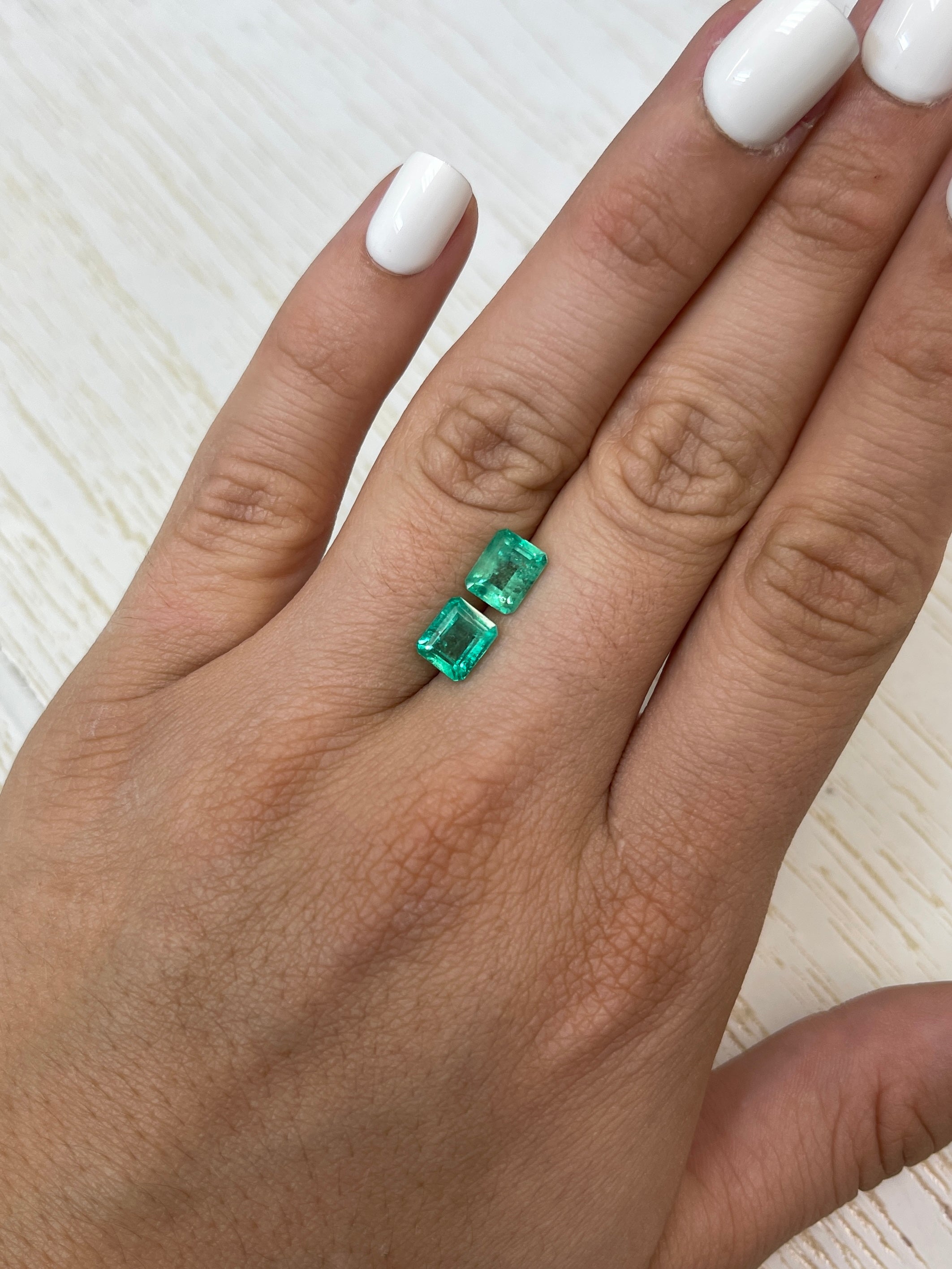 3.22tcw 7.5x6mm Matching Pair of Loose Colombian Emerald Gemstones - Emerald Cut, Natural Green Color for Jewelry Making, Engagement Rings & Fine Collections
