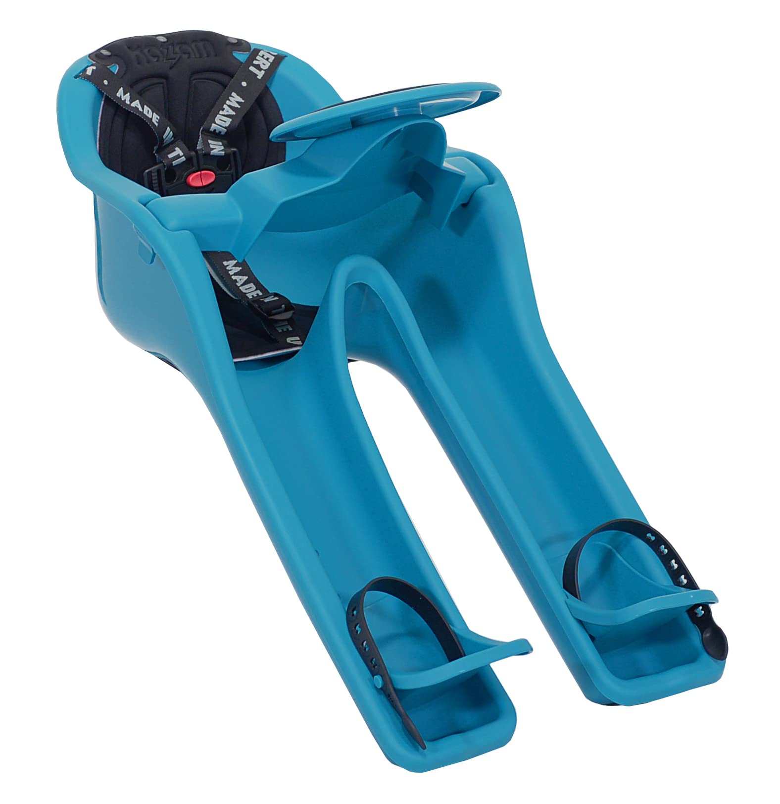 iBert Safe-T-Seat Front Mount Child Bike Seat - Teal Blue, Adjustable Safety Harness for Toddlers 12-40 lbs - Perfect for Family Biking & Outdoor Adventures