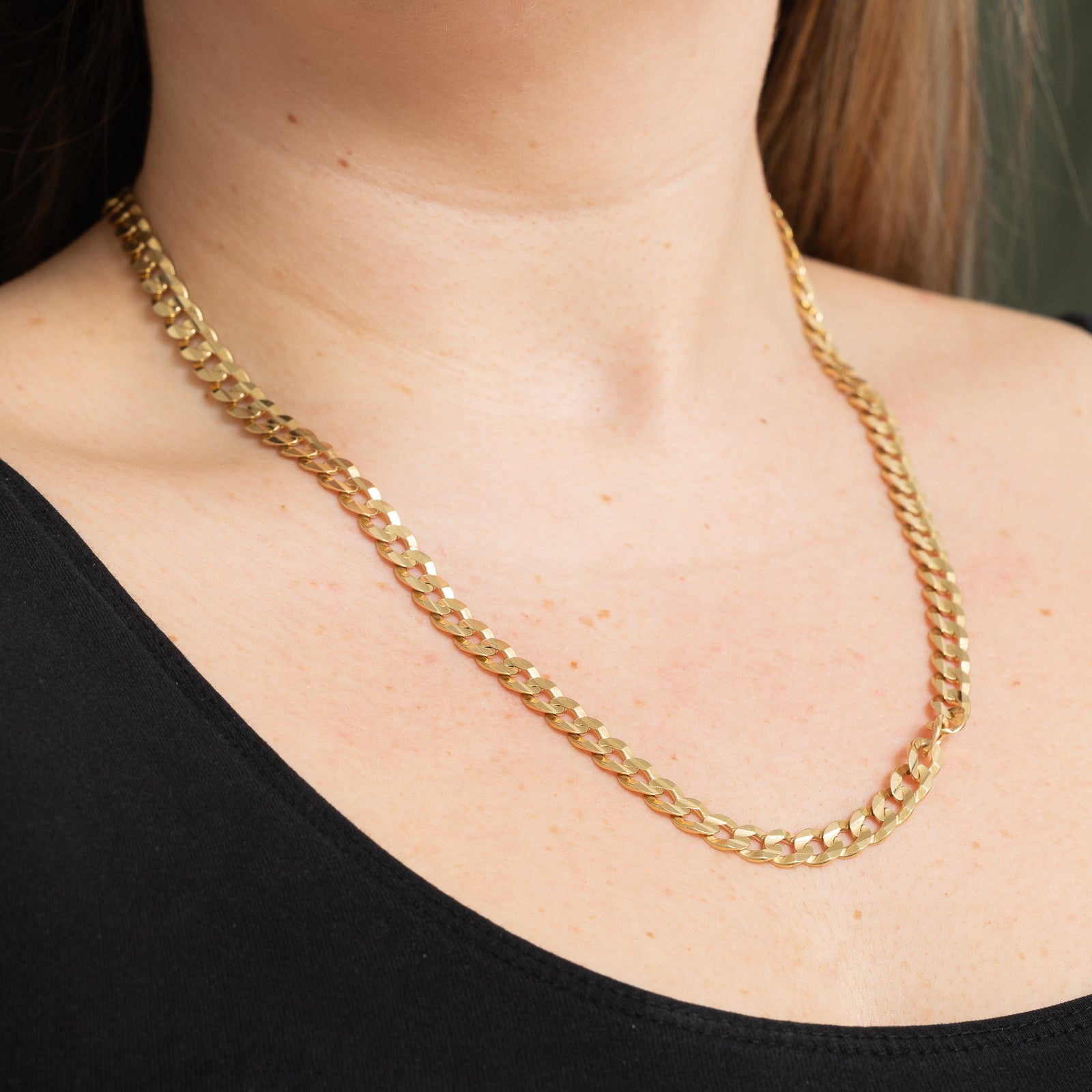 14K Yellow Gold Curb Link Chain Necklace - 6.98mm Width - 22 Inch Length - Durable & Stylish Jewelry for Women & Men - Perfect for Everyday Wear, Gifts & Special Occasions