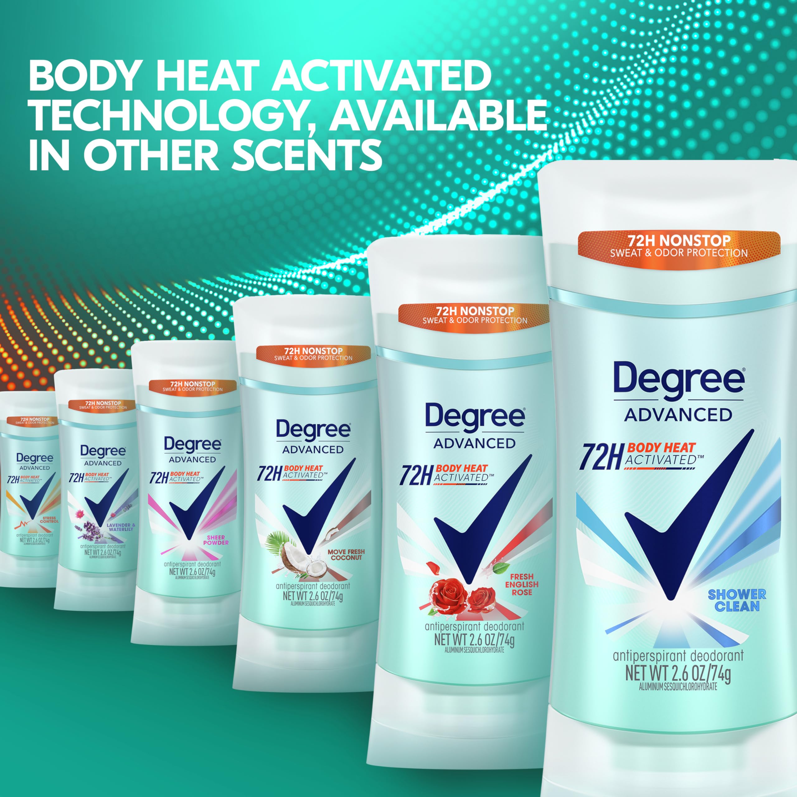 Degree Women's Antiperspirant Deodorant - 72-Hour Sweat & Odor Protection with Body Heat Activated Technology, Shower Clean Scent, 0.5 oz - Ideal for Gym, Work & Everyday Freshness