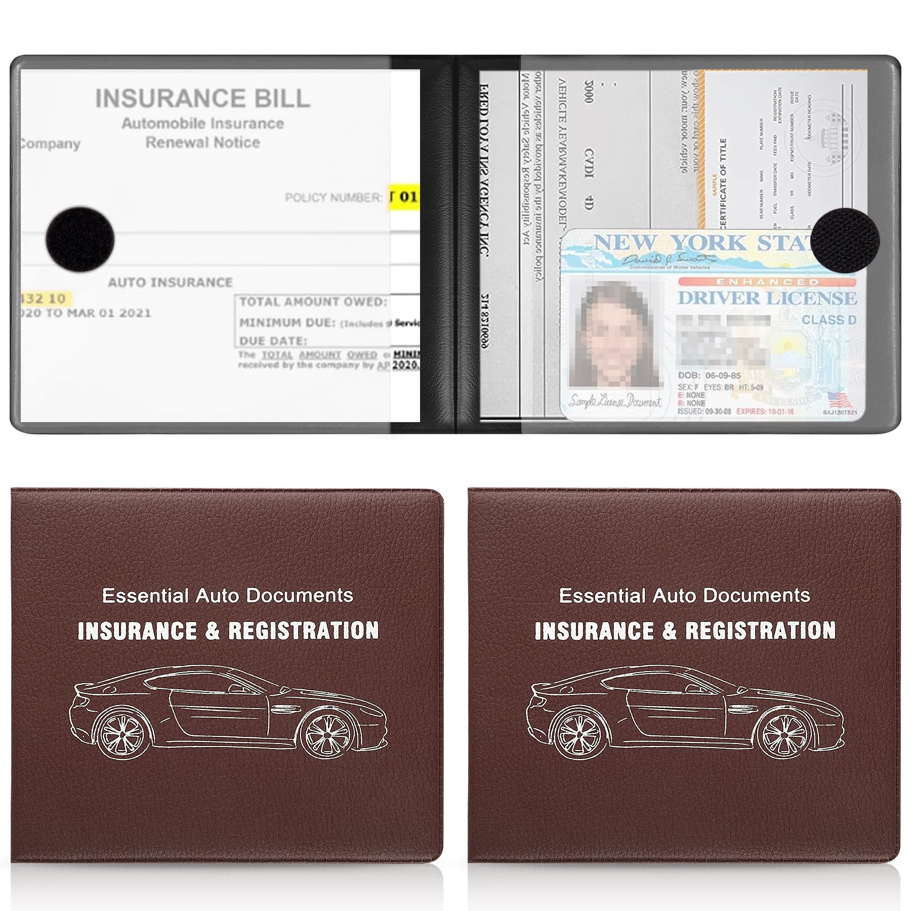 UYYE 2 Pack Car Registration & Insurance Card Holder - Vehicle Glove Box Organizer, Interior Accessories for Documents, Cards, License - Perfect for Road Trips & Daily Commutes