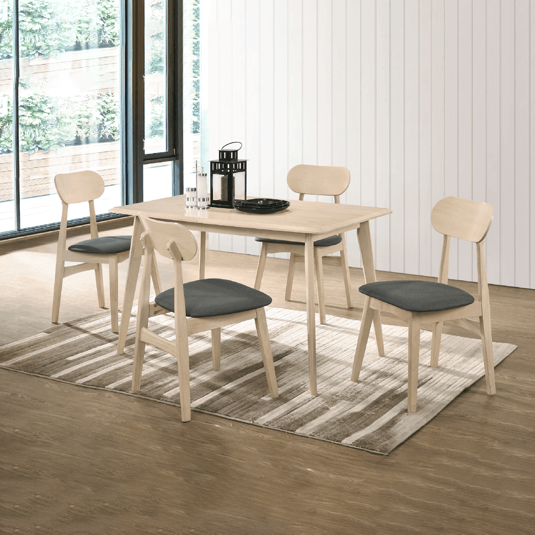 Margalo 120cm Wooden Dining Table Set - 6-Piece Modern Farmhouse Style Dining Room Furniture for Kitchen, Breakfast Nook & Small Spaces