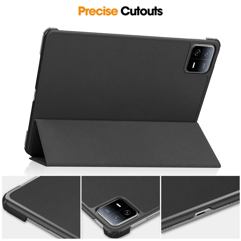 Premium Ultra-Thin PU Leather Hard Shell Case for Xiaomi Pad 6/Pad 6 Pro - Slim Protective Cover with Auto Sleep/Wake | Perfect for Work, Travel & Home Use - Black