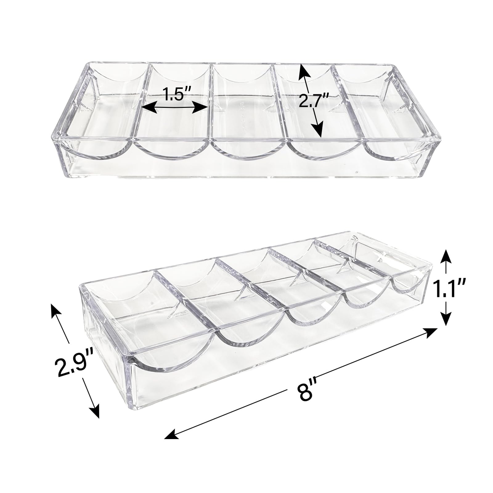 SEETOOOGAMES 600pcs Acrylic Poker Chip Case with 6 Trays - Durable Casino Chips Carrier for Texas Hold'em, Blackjack & Home Game Nights | Perfect for Poker Tournaments, Casino Parties & Game Room Storage