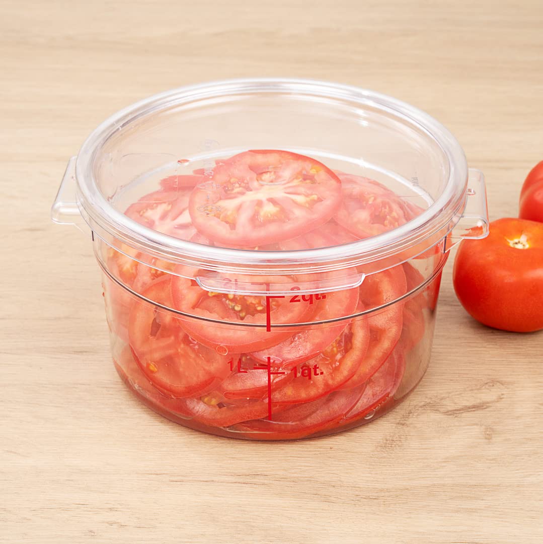 Met Lux 10-Pack Round Food Storage Container Lids - Clear Plastic, Dishwasher & Freezer Safe - Replacement Lids for Marinating Containers with Date Indicator (Containers Sold Separately) - Perfect for Meal Prep, Leftovers & Commercial Kitchen Use