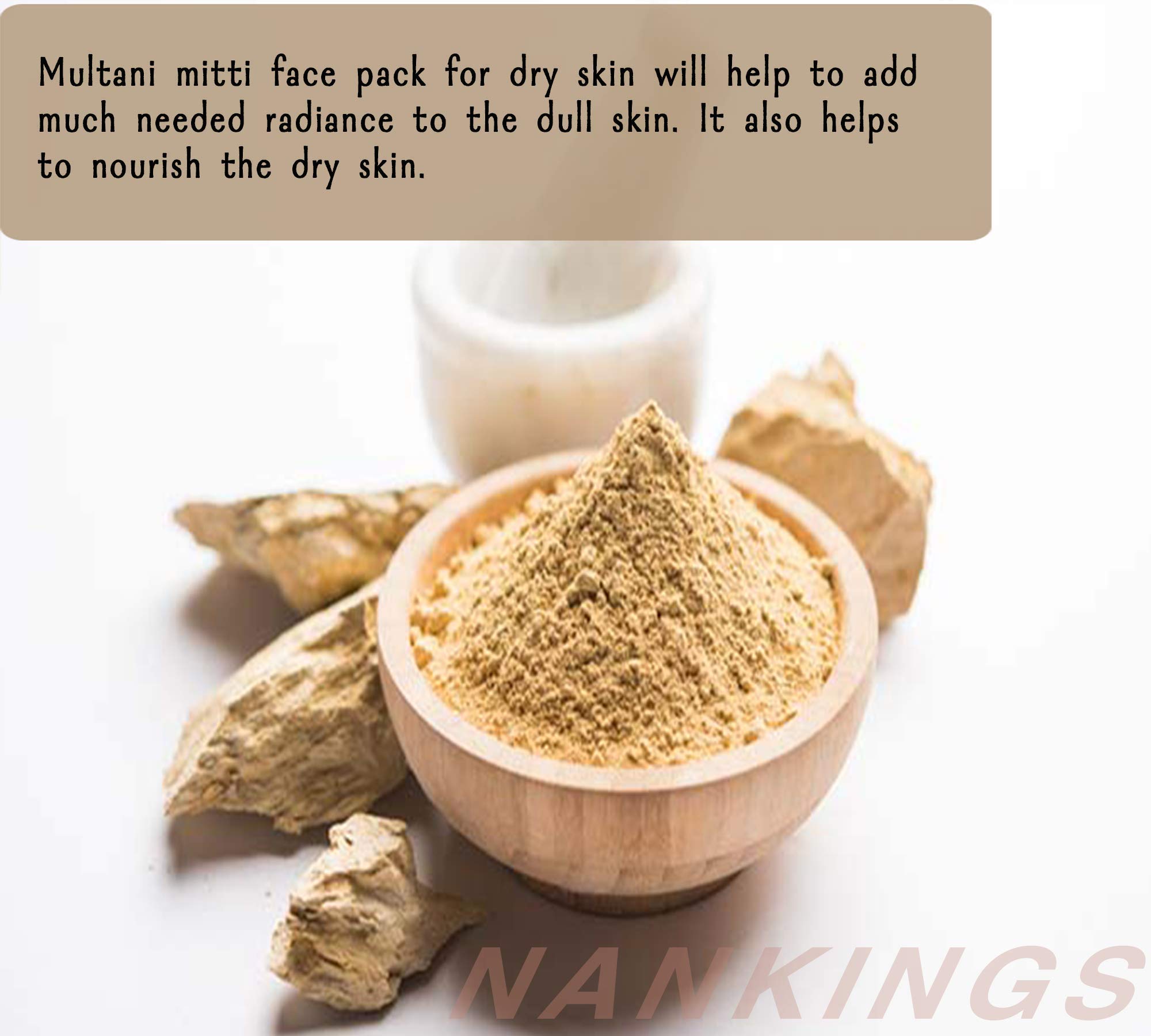 Nankings Multani Mitti - 100% Natural Fuller's Earth Clay for Skin Care, Face Mask & Hair Treatment | Deep Pore Cleansing & Detoxifying | 500g in Air-Tight Storage Jar | Perfect for Spa, Facial & Home Beauty Treatments