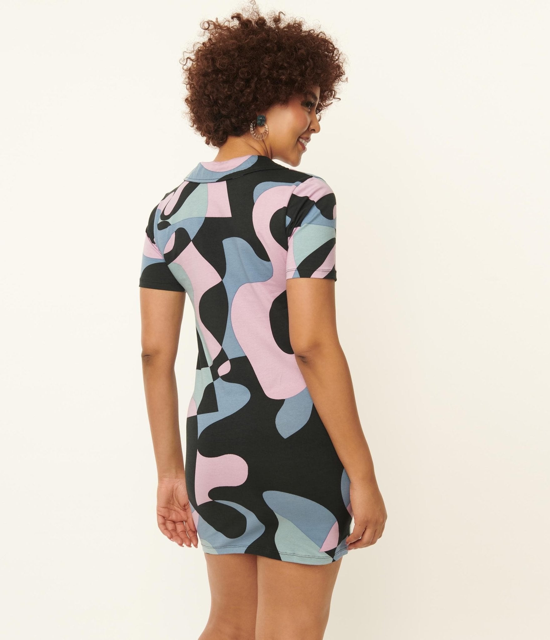 Trendy Purple & Blue Swirl Mini Dress for Women | Flowy Summer Party Cocktail Dress | Perfect for Beach Vacations, Date Nights & Club Outings
