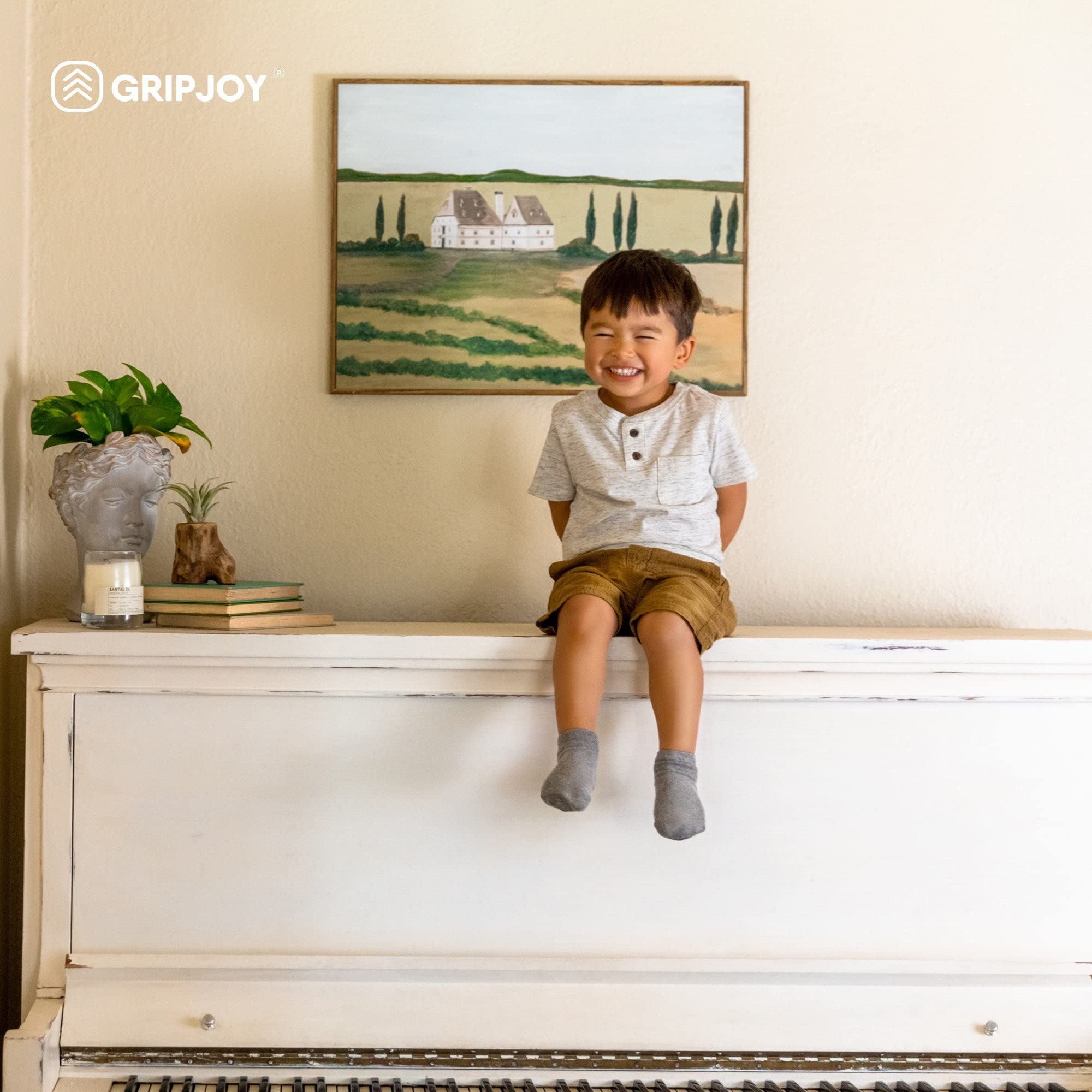 Gripjoy Non-Slip Toddler Socks with Grippers - 4 Pairs Anti-Skid Baby Socks for Boys & Girls - Perfect for Playtime, Daycare & Learning to Walk