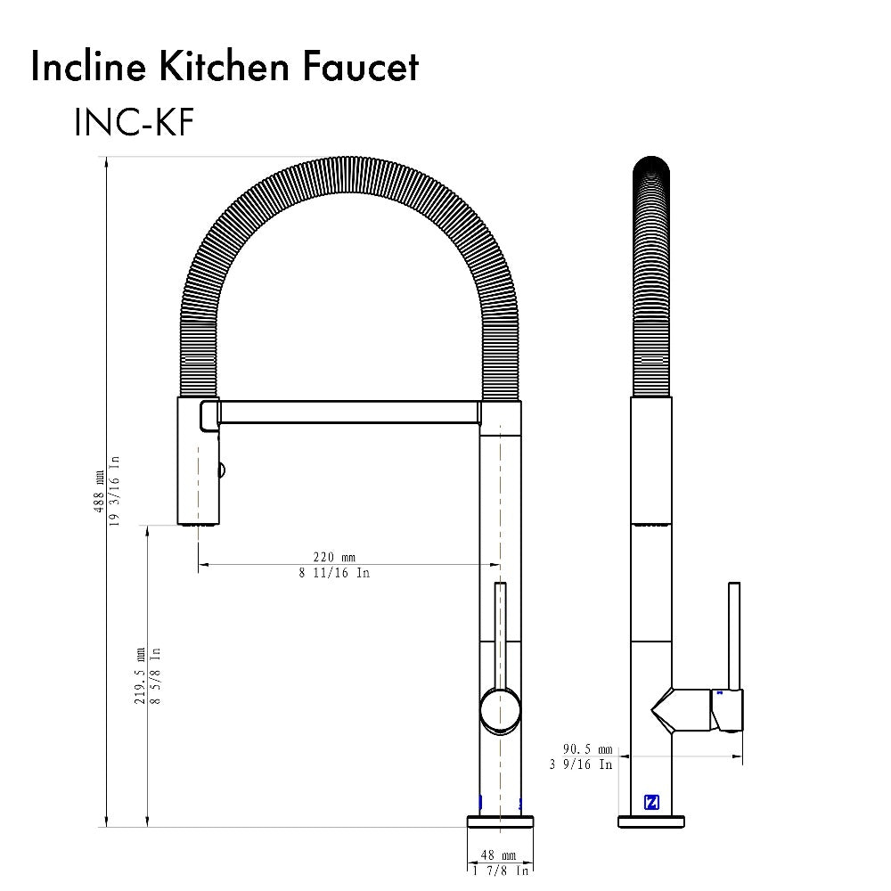 ZLINE Incline Pull Down Single Handle Kitchen Faucet in Champagne Bronze - Modern Touchless Design for Easy Cooking & Cleaning | Perfect for Farmhouse, RV, and Commercial Kitchens