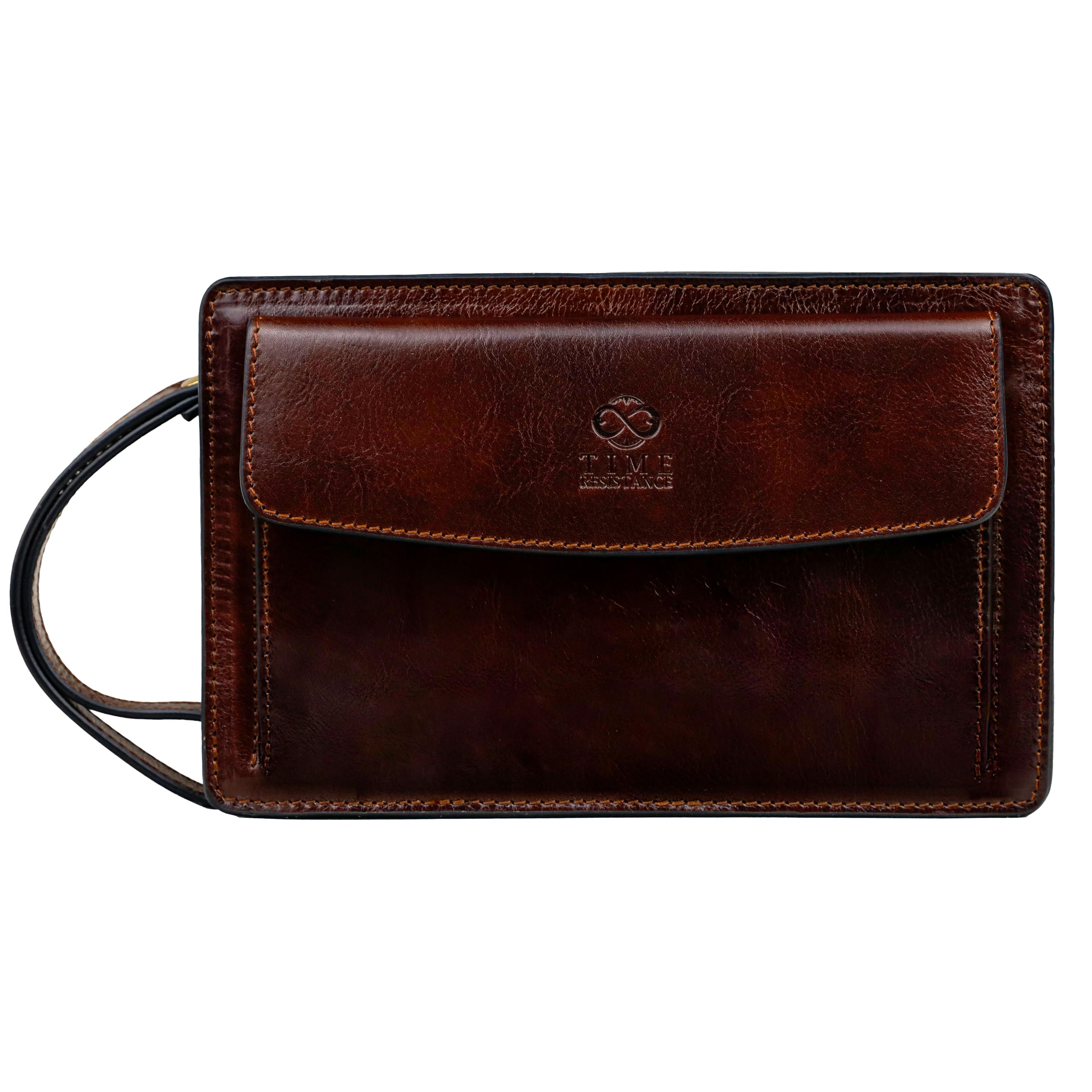 Premium Italian Leather Clutch for Men - Handmade Organizer Wrist Bag with Gift Box | Business Travel, Office & Formal Events Accessory