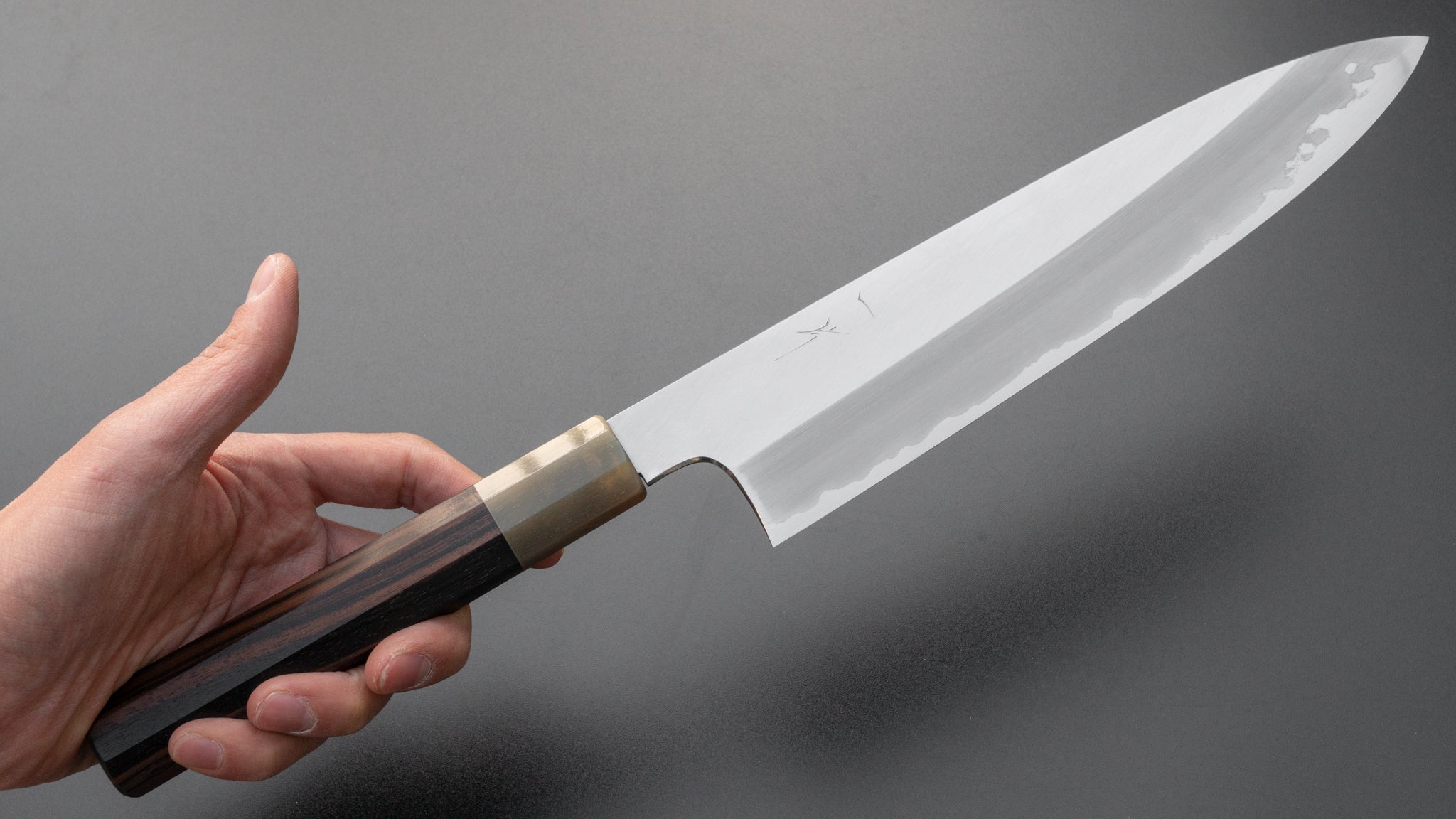 Hitohira Togashi Blue #1 Stainless Clad Migaki Gyuto 240mm Japanese Chef Knife with Taihei Makassar Ebony Handle - Perfect for Sushi, Meat Cutting & Professional Kitchen Use
