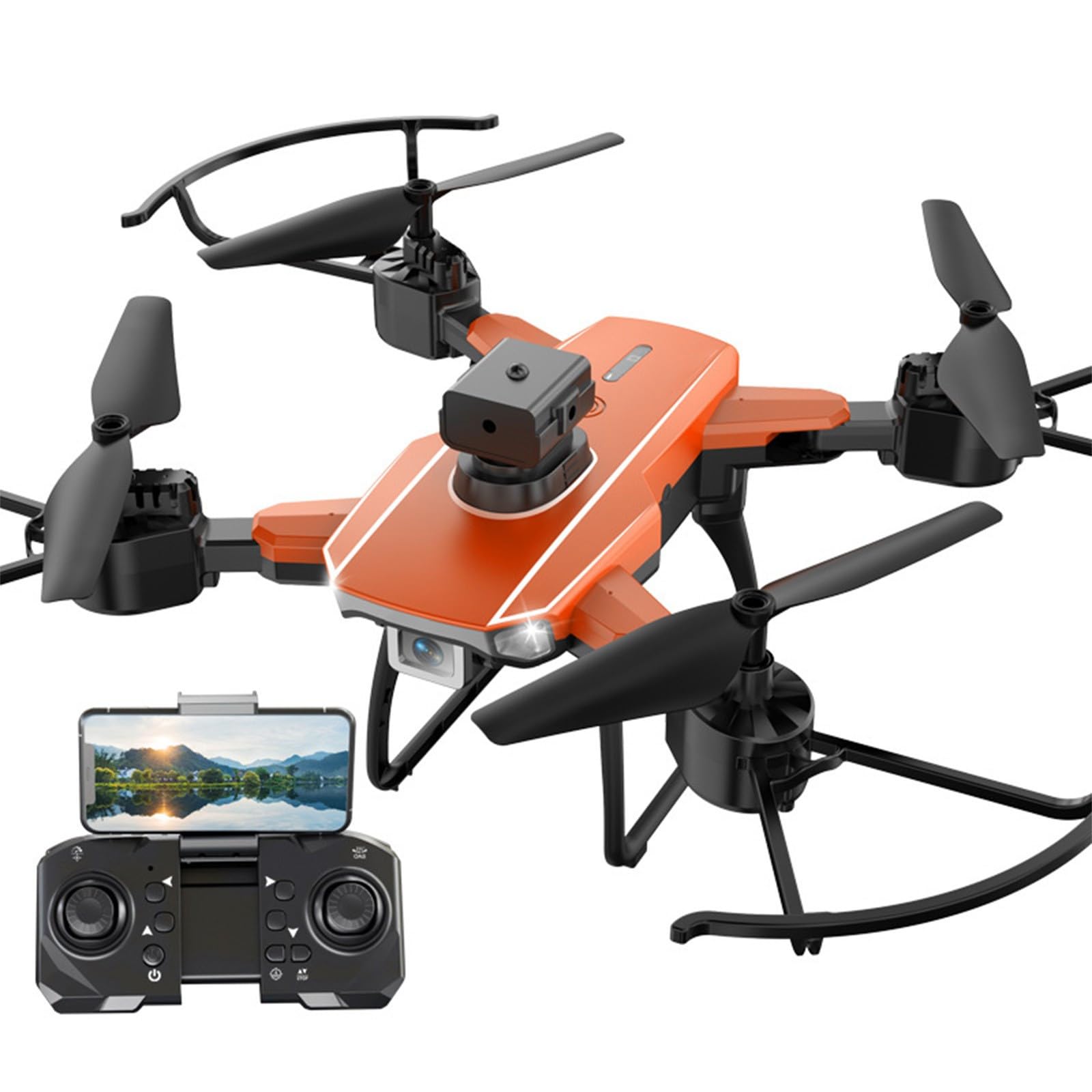 4K HD FPV Drone with Remote Control - Foldable Quadcopter with One Key Start, Gravity Sensor, Altitude Hold, Headless Mode & Speed Adjustment - Perfect for Aerial Photography, Racing & Outdoor Fun - Great Gift for Adults, Boys & Girls (Orange)