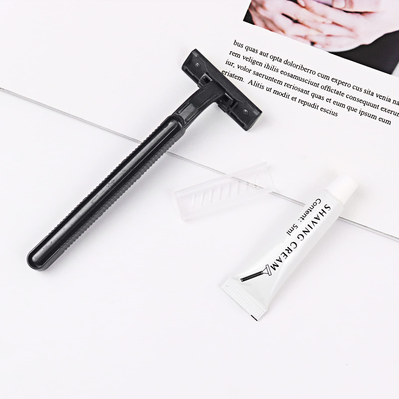 Bulk Disposable Razors with Knife Cap - 30 Pack Individually Wrapped Black Razors with Shaving Cream | Perfect for Hotels, Nursing Homes, Shelters & Charity Organizations | Travel, Grooming & Hygiene Essentials