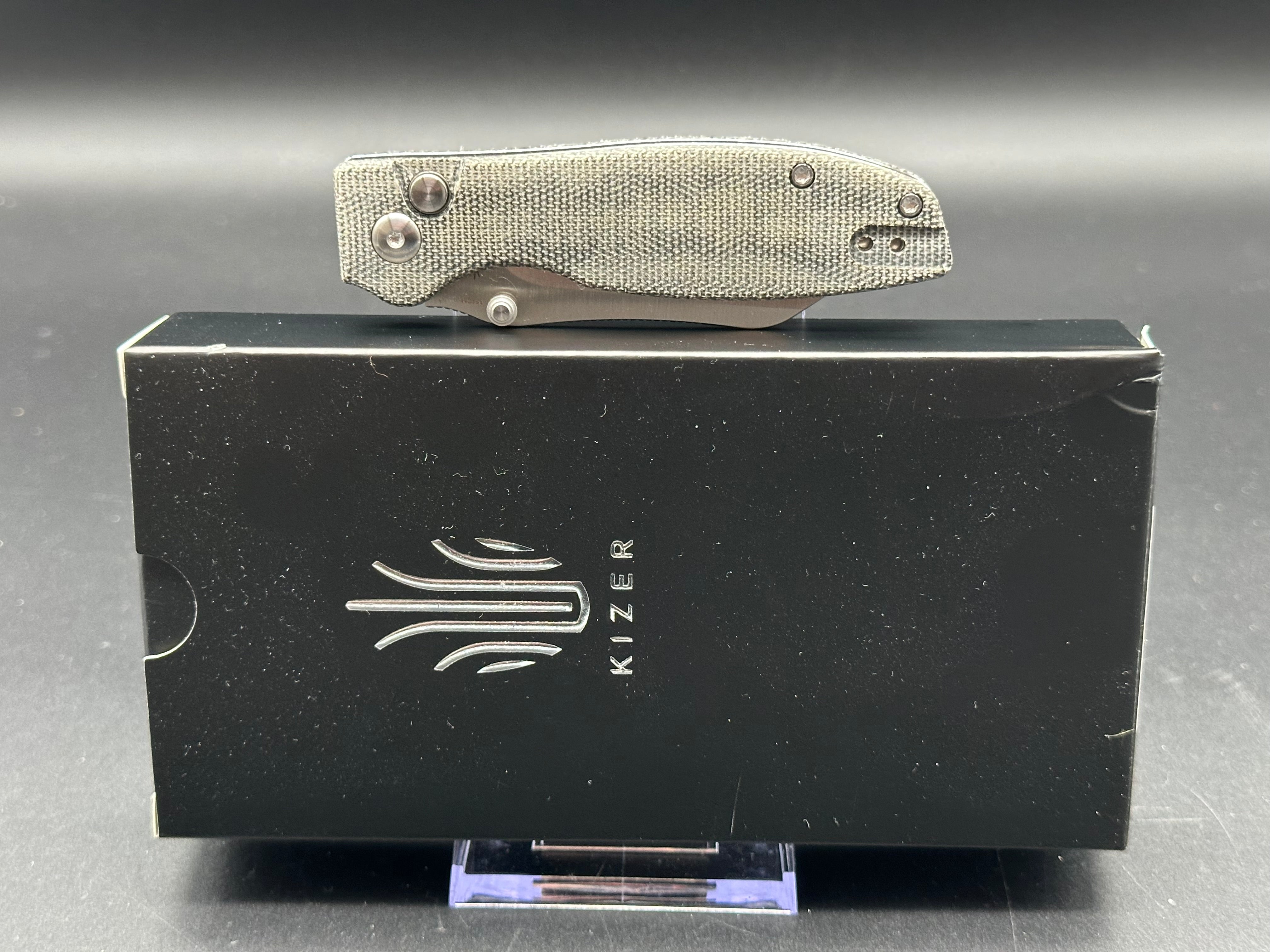 KIZER CRYPTID EDC Pocket Knife - 154CM Stainless Steel Blade, Button Lock, Micarta Handle - Perfect for Camping, Hiking & Everyday Carry