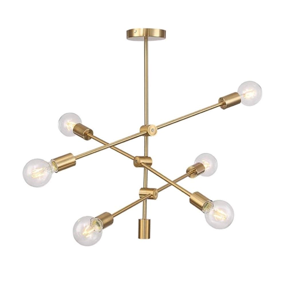 6-Light Adjustable Linear Chandelier - 90cm Modern Nordic Style Metal Pendant Light with Electroplated Finish | Perfect for Dining Room, Living Room & Bedroom Lighting