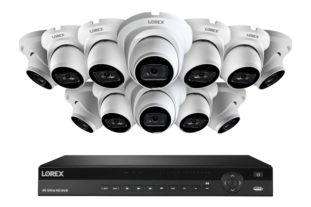 Lorex Nocturnal 3 4K 16 Channel 4TB Wired NVR Security System with Smart IP Dome Cameras, 30FPS Recording & Audio Monitoring - Ideal for Home & Business Surveillance