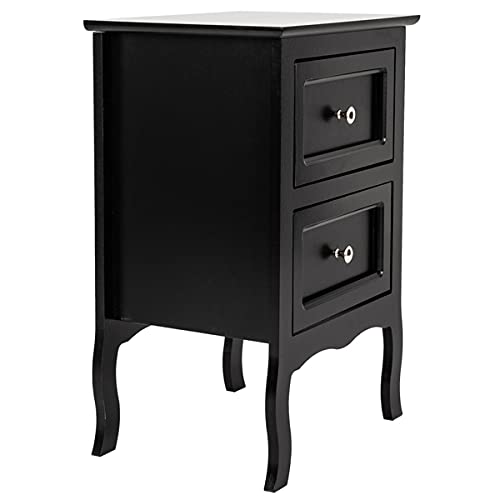 Modern Nightstand with Drawer - Compact Bedside Table for Small Spaces, Multi-Functional End Table for Bedroom & Living Room - Home Office Storage Cabinet with Sliding Drawer and Shelf (Black, 1-2 Drawers) - Perfect for Apartment Living, Dorm Rooms and Space-Saving Bedside Storage