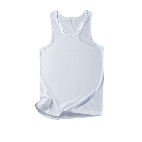 Women's Active Sleeveless U-Neck Casual T-Shirt - Breathable Workout Top for Yoga, Running & Gym - White, Size S