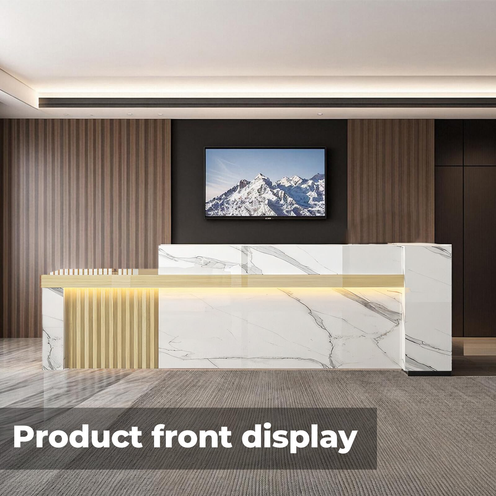Modern Reception Desk with Shelf & Lockable Drawers - 87