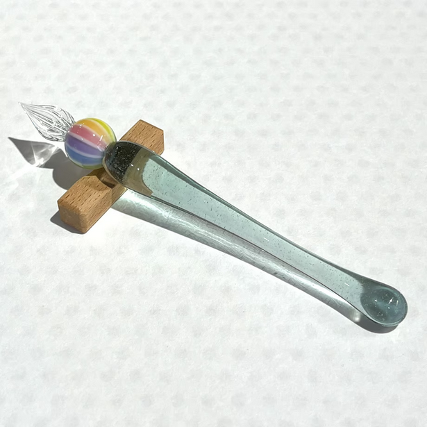 Japanese Glass Dip Pen - Rainbow Ball & Light Blue Green Colors, Perfect Calligraphy & Handwriting Tool for Writers, Artists, and Journaling Enthusiasts | Ideal for Lettering, Sketching, and Creative Writing Gifts