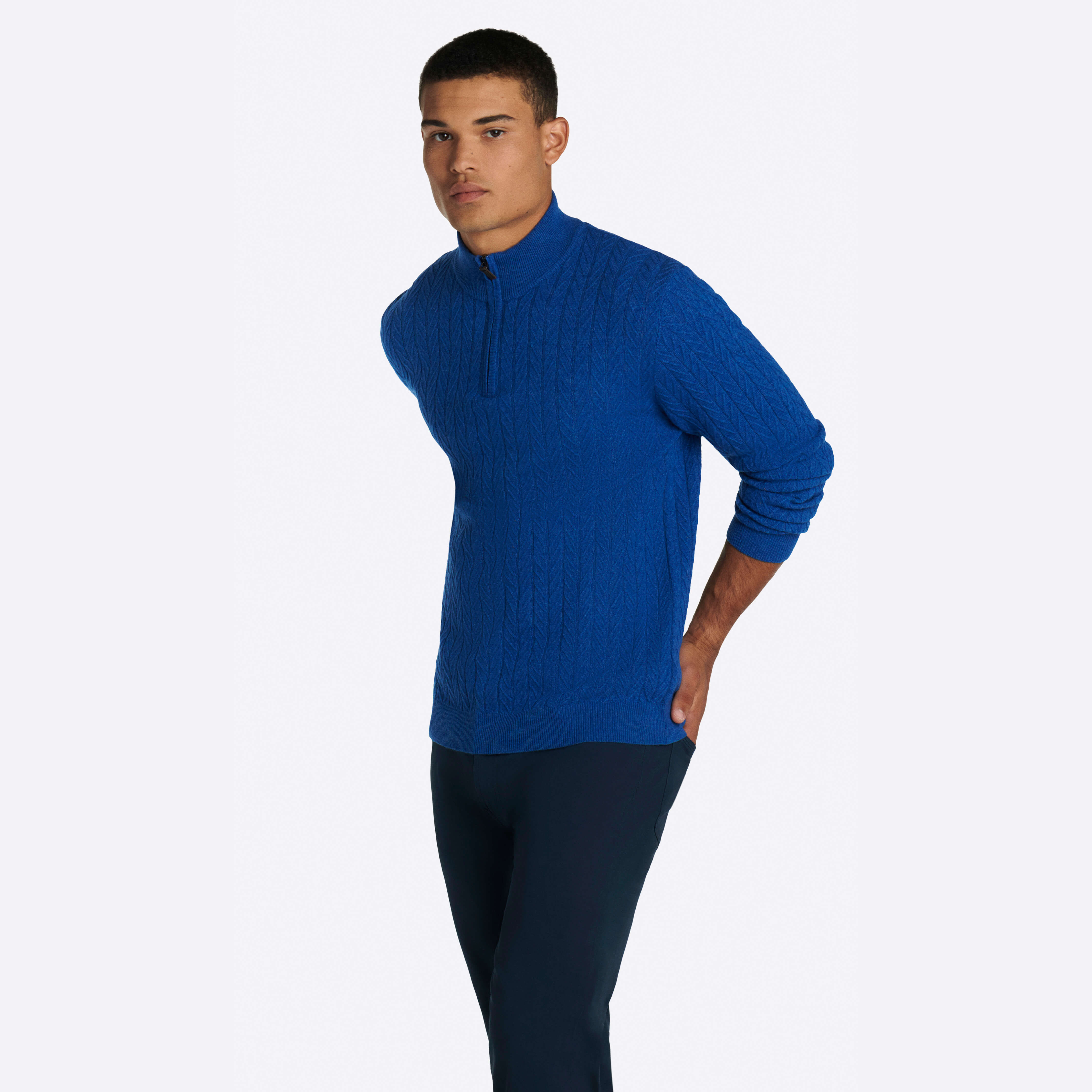Cozy Cable Knit Quarter Zip Mock Neck Sweater for Women - Warm Winter Pullover for Casual Outfits & Office Wear