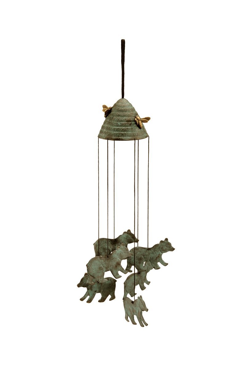 SPI Home 33297 Bears and Beehive Wind Chime - Outdoor Garden Decor, Soothing Wind Chimes for Patio, Porch & Backyard Relaxation