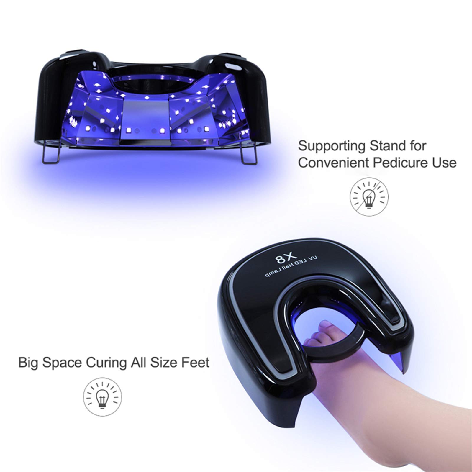 ZYC 48W Rechargeable LED Nail Lamp for Gel Polish Curing - Cordless UV Nail Dryer with USB Charging Port, White Light Professional Manicure & Pedicure Tool (Black) - Perfect for Home Nail Salons, DIY Gel Nail Art, and Mobile Nail Technicians