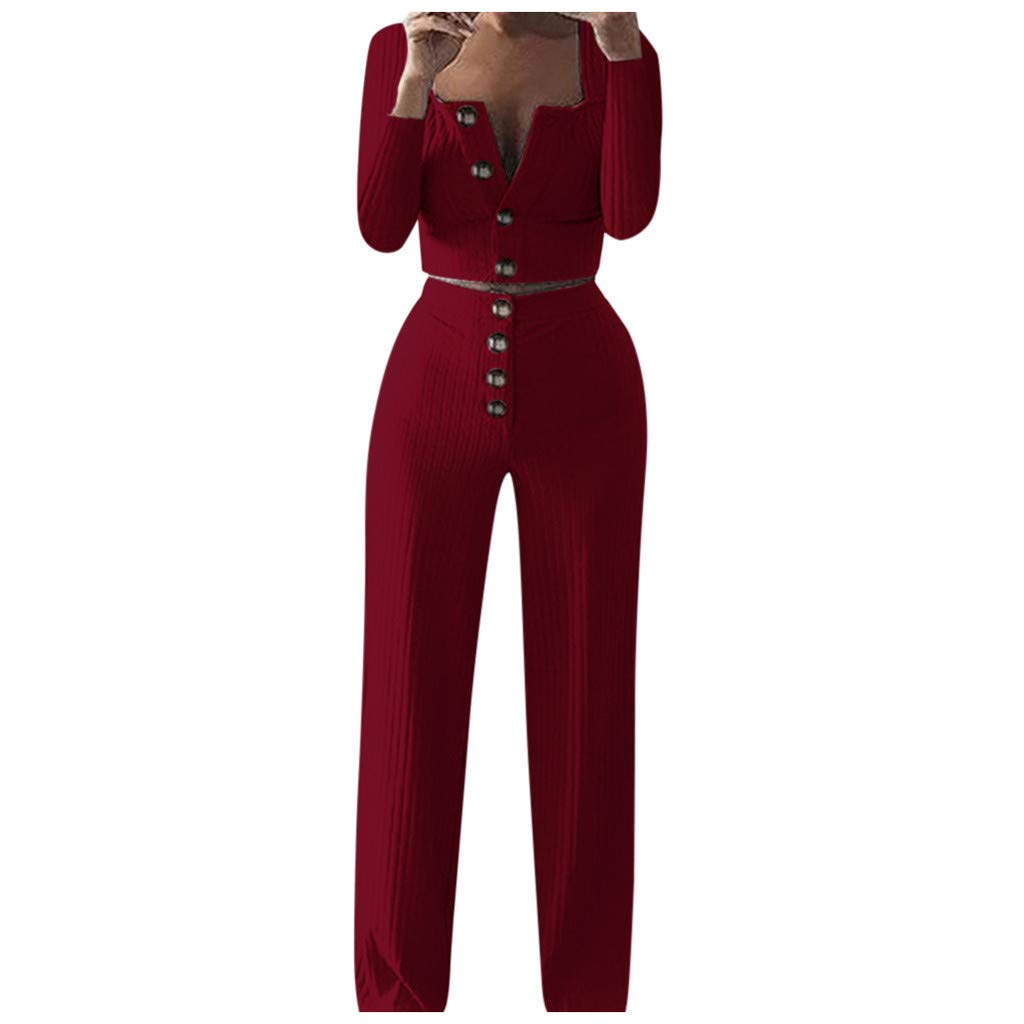 Elegant Women's Slim Fit Long Sleeve Cardigan Pantsuit - Wedding Guest Outfit & Casual Office Wear | Button Front Blazer & Comfortable Stretch Fabric