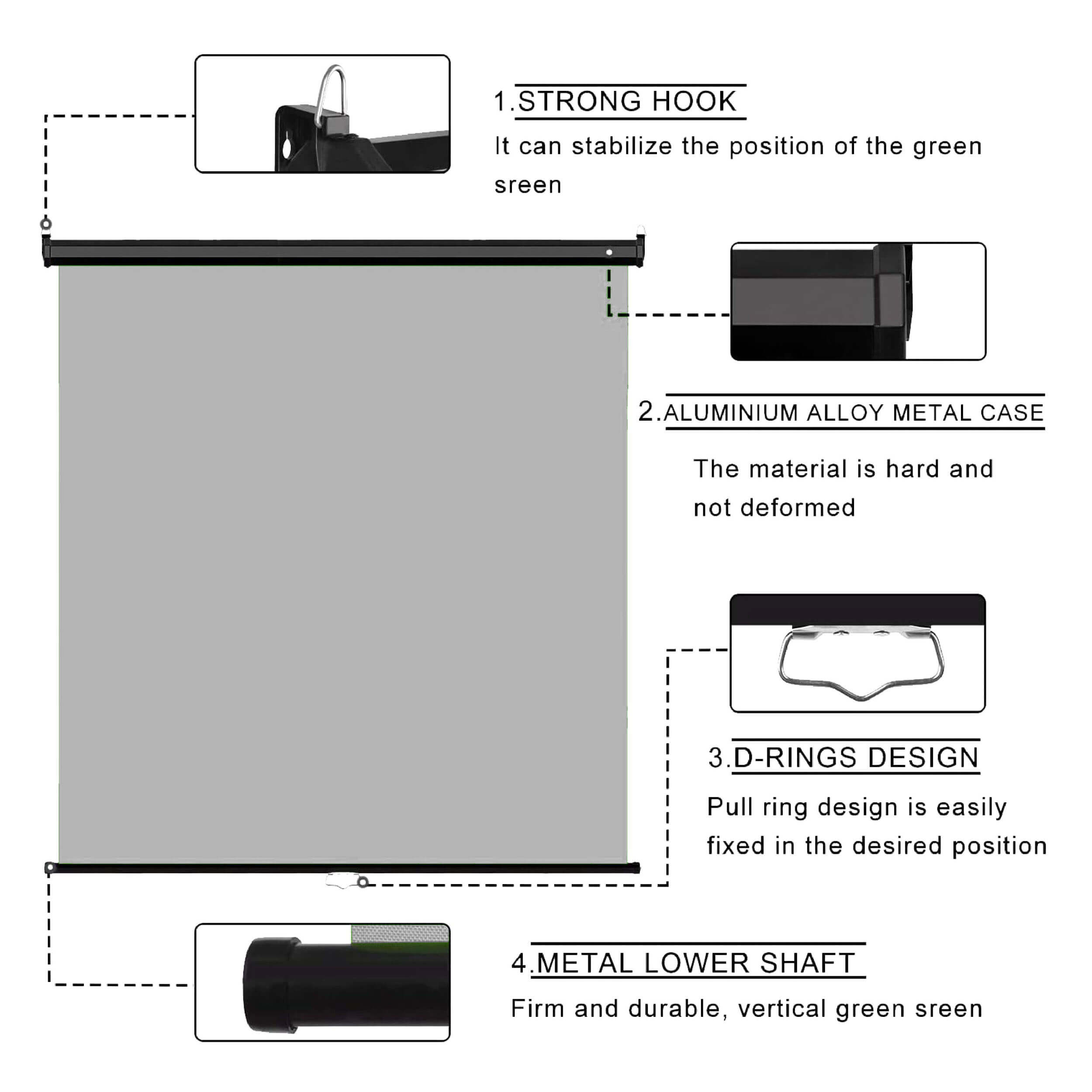 1.8x2m Wall Mounted Crease-Free Foldable Photography Backdrop - Grey for Studio, YouTube Videos & Portrait Photography