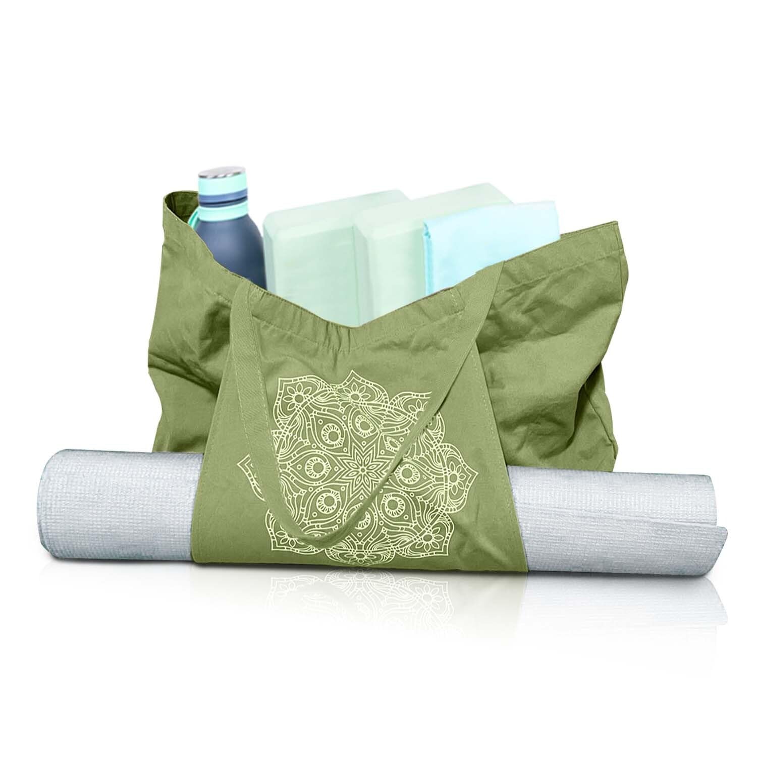 Premium Yoga Mat Bag for Women - Large Canvas Tote with Dedicated Mat Pocket (21.6