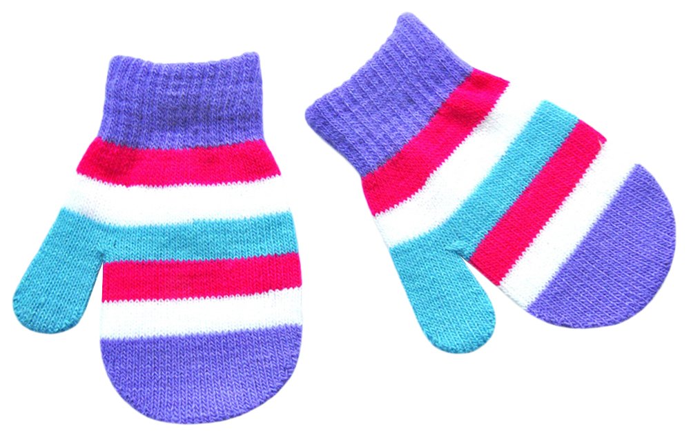 Baby Girls' Striped Winter Knitted Mittens - Soft Fingerless Gloves for Toddlers & Kids | Warm & Cozy for Outdoor Play, Snow Days & Winter Activities