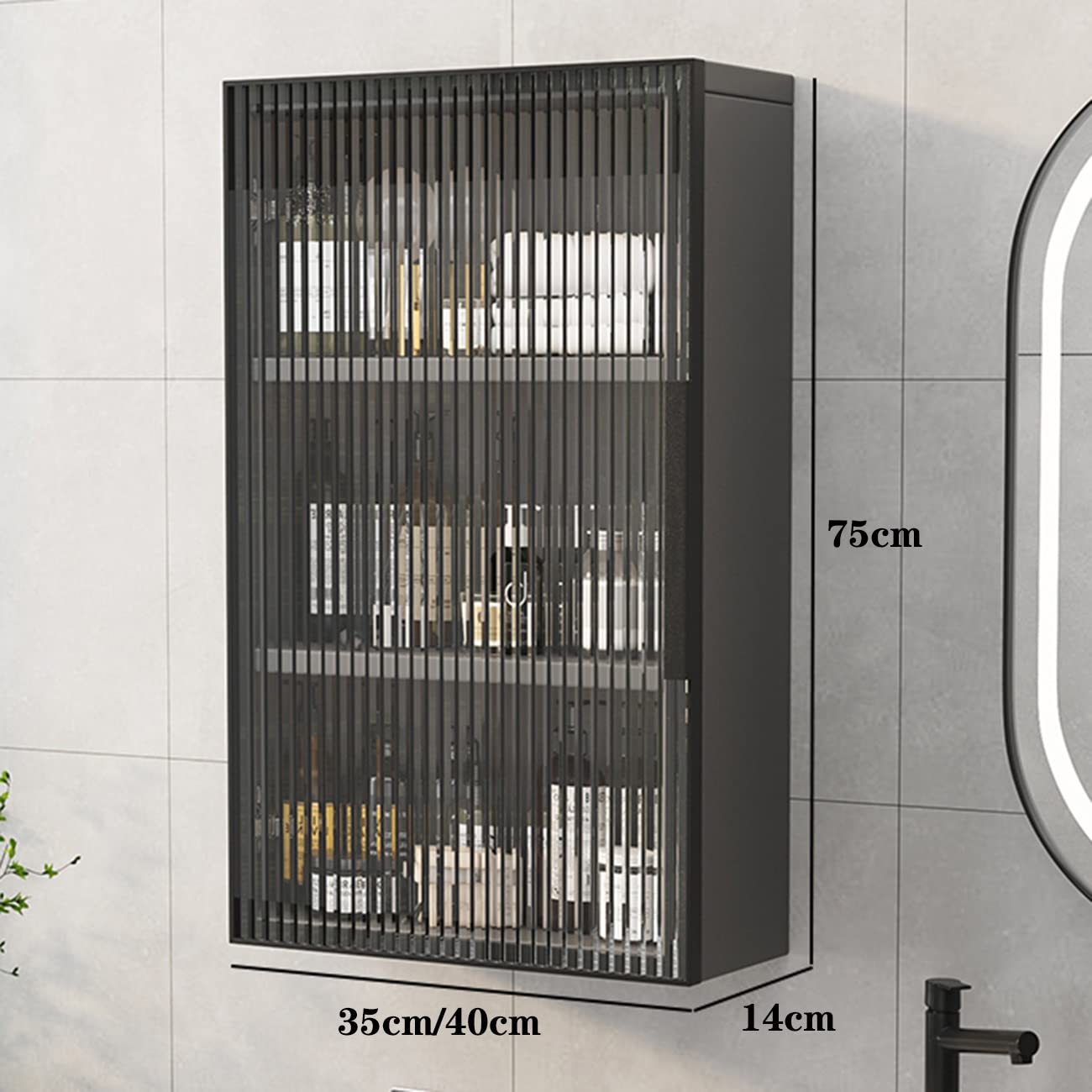 Multifunctional Wall Cabinet with Glass Door - Sturdy Multi-Layer Storage Shelf for Living Room, Entryway, Bathroom & Bedroom - Heavy Duty Wall Mounted Organizer for Home Decor & Space Saving