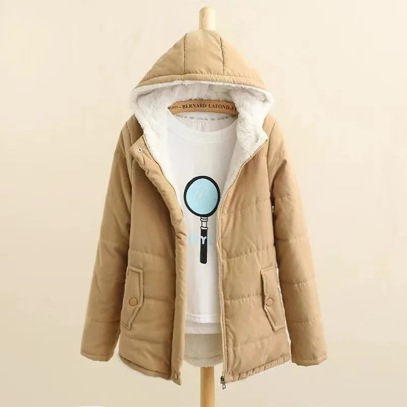 Warm Winter Women's Hooded Puffer Jacket - Cotton Wool Blend Thick Long Sleeve Coat for College Style | Perfect for Cold Weather, Outdoor Activities & Casual Wear