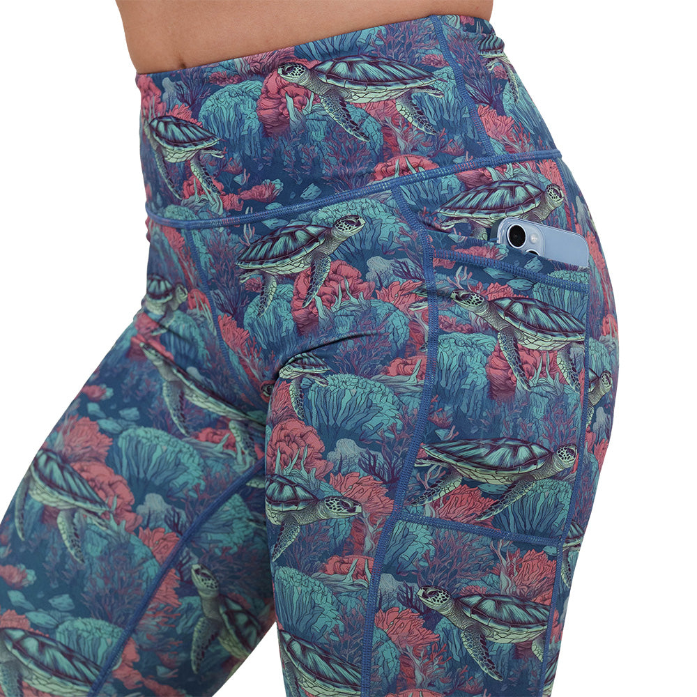 Turtley Obsessed Women's High-Waisted Yoga Leggings - Soft Stretchy Workout Pants for Running, Gym & Lounge