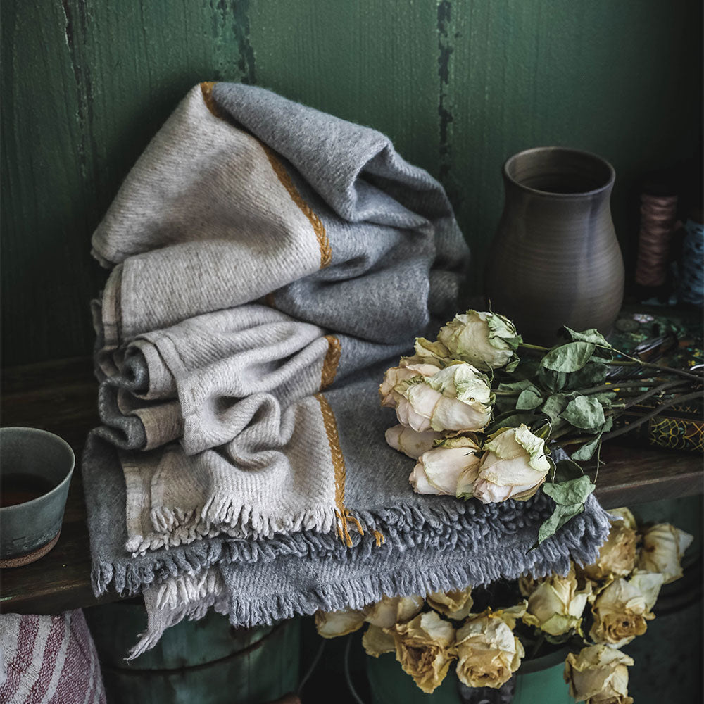 Soft & Cozy Wool Blend Throw Blanket - Natural & Grey Colors for Living Room, Bedroom, or Sofa - Perfect for Relaxing & Decor