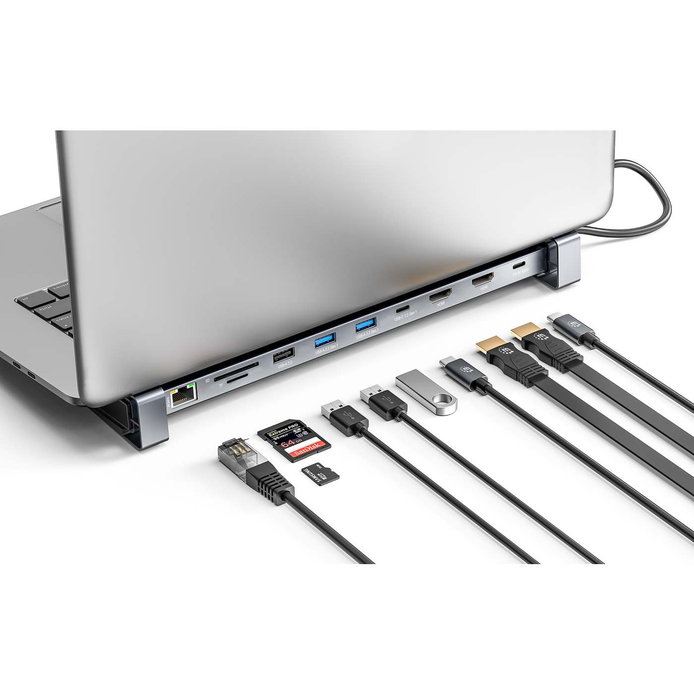 10-in-1 USB C Docking Station with Dual HDMI, Power Delivery - Multi-Port Hub for MacBook Pro/Air, Dell, HP Laptops - Perfect for Home Office & Remote Work Setup