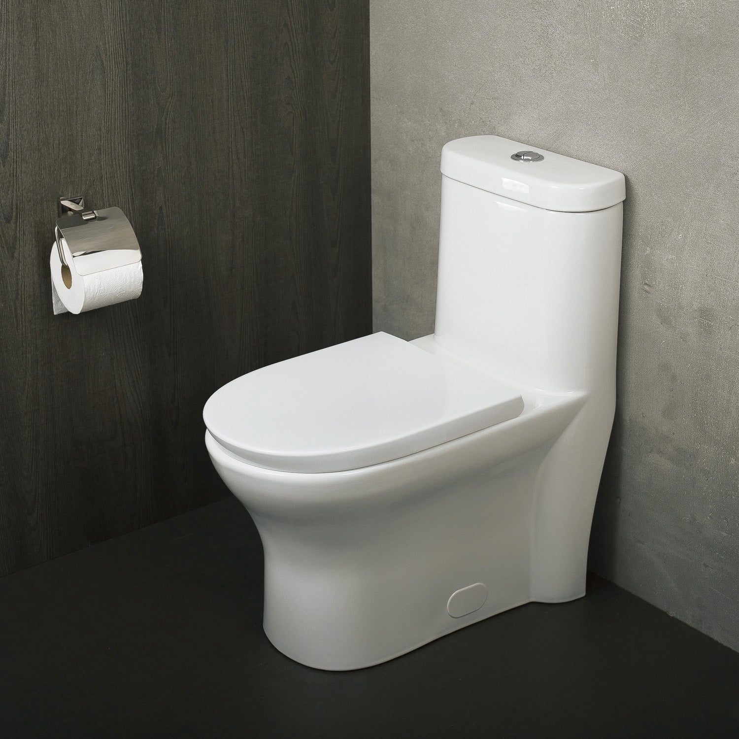 DAX One Piece Oval Toilet with Soft Closing Seat & Dual Flush High Efficiency - White Porcelain Bathroom Toilet, 29.5