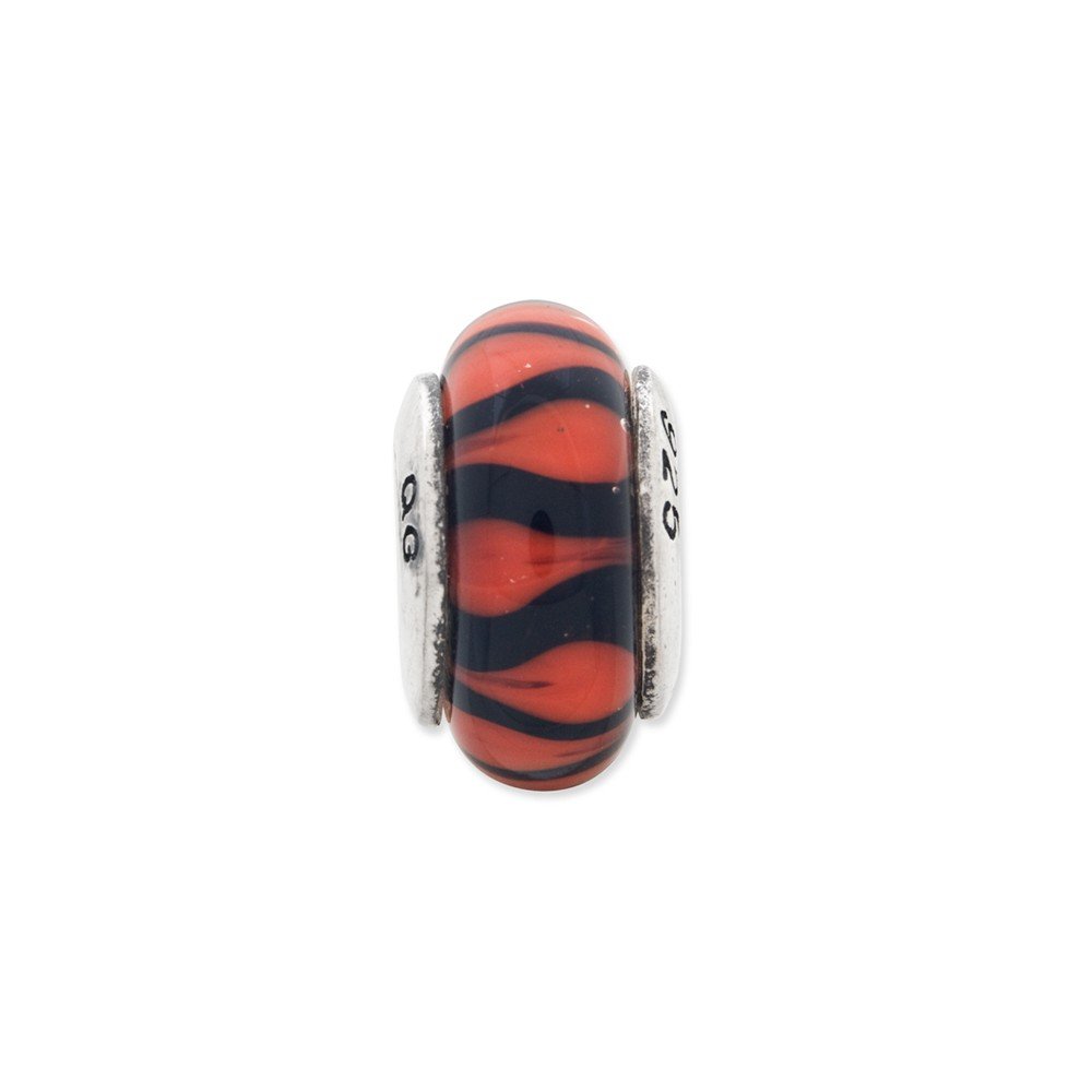 Hand-Blown Red & Black Glass Bead - Sterling Silver Jewelry Making Supplies for Necklaces, Bracelets & DIY Crafts