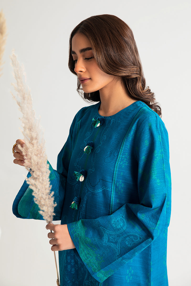 Medieval Ornate 2-Piece Khaddar Printed Suit for Women | Traditional Pakistani Ethnic Wear | Perfect for Weddings, Festivals & Cultural Events