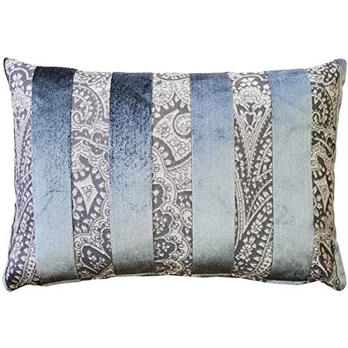Robert Aluminum Stripe Velvet Decorative Pillow 15x22 - Luxury Sofa Cushion for Living Room, Bedroom & Home Decor